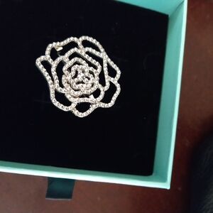 Elegant Silver Rose Brooch